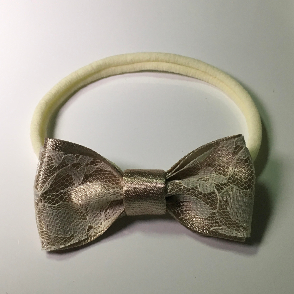 Saitin and lace bow Headband Newborn